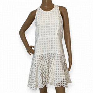 Milly Ivory Square Eyelet Ruffle Cocktail and Party Tunic Dress size 6